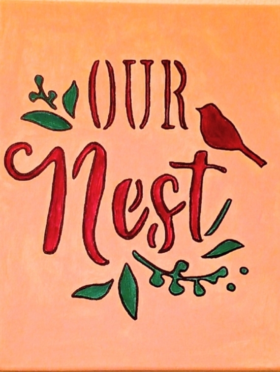 Handmade Other - Handpainted Our Nest Quote Word Saying Acrylic Painting On Canvas Decor 11x14"